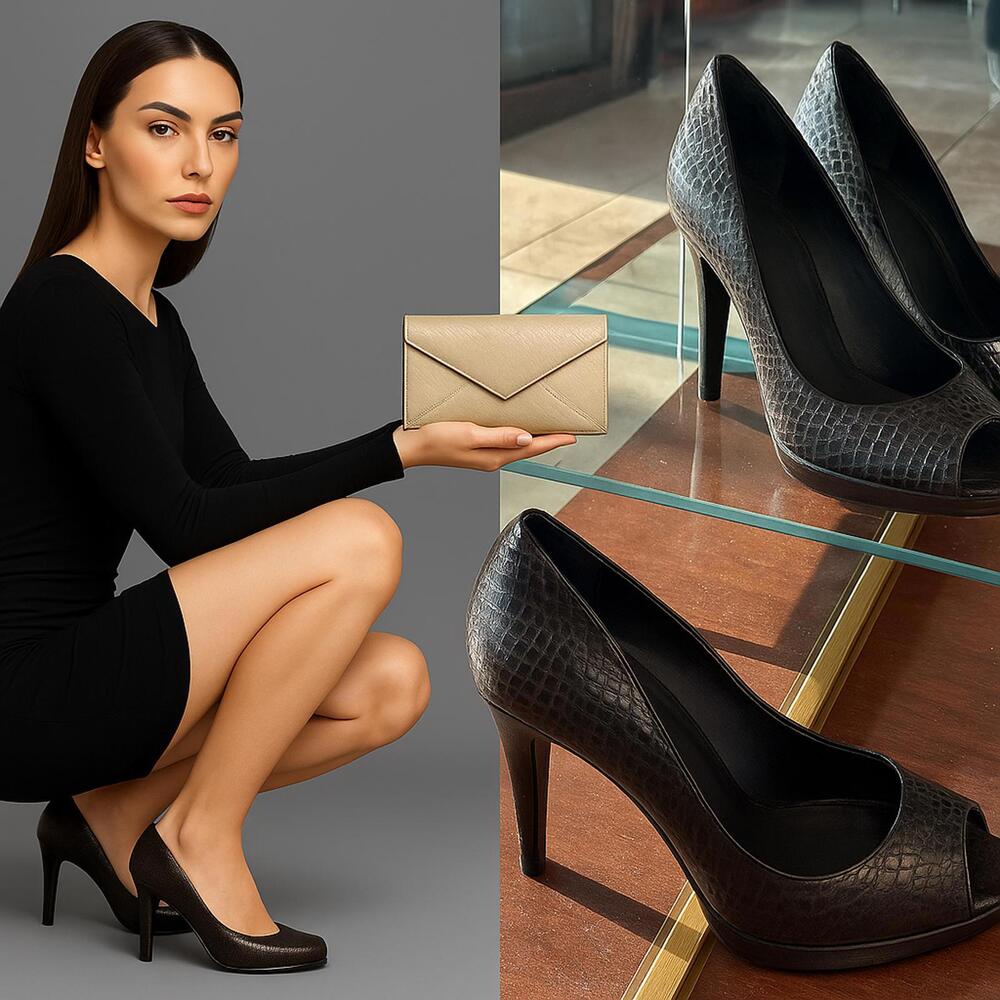 Stuart Weitzman Size 9 M Black Gray Leather Snake Ombre Platform Pumps Heels